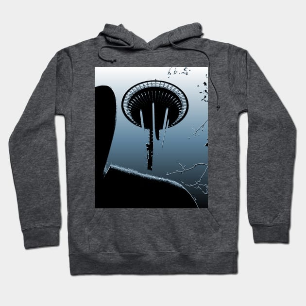 Space Needle In Abstract Hoodie by KirtTisdale